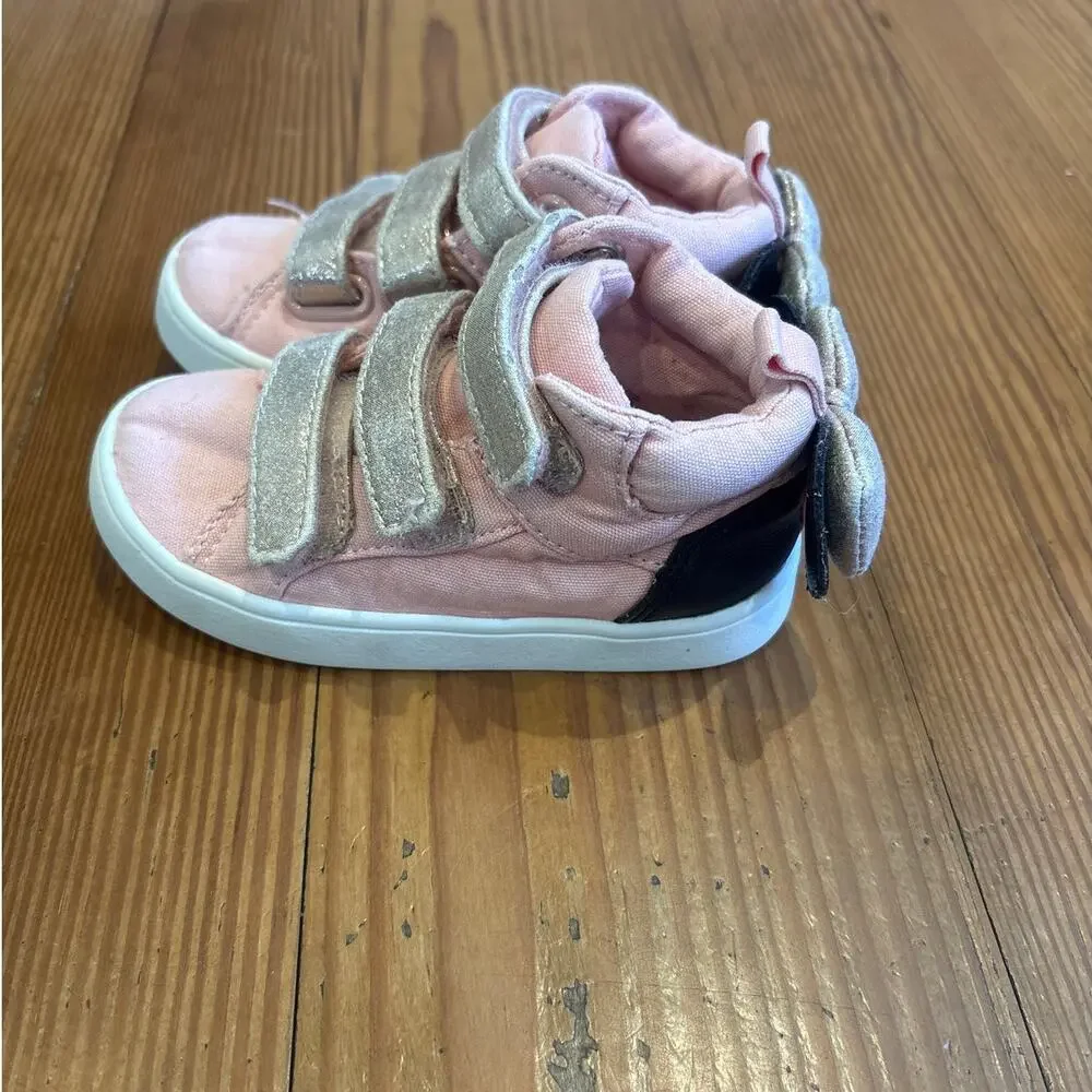 Gap Disney Minnie Mouse light pink ears‎ bow velkro high top sneakers SIZE 7